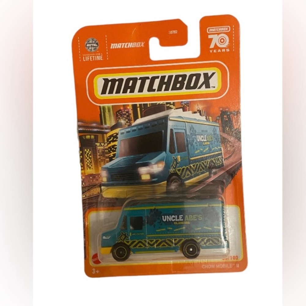 Mattel Matchbox Metal Chow Mobile II Uncle Abe's Island BBQ 58/100 Blue NWT OS